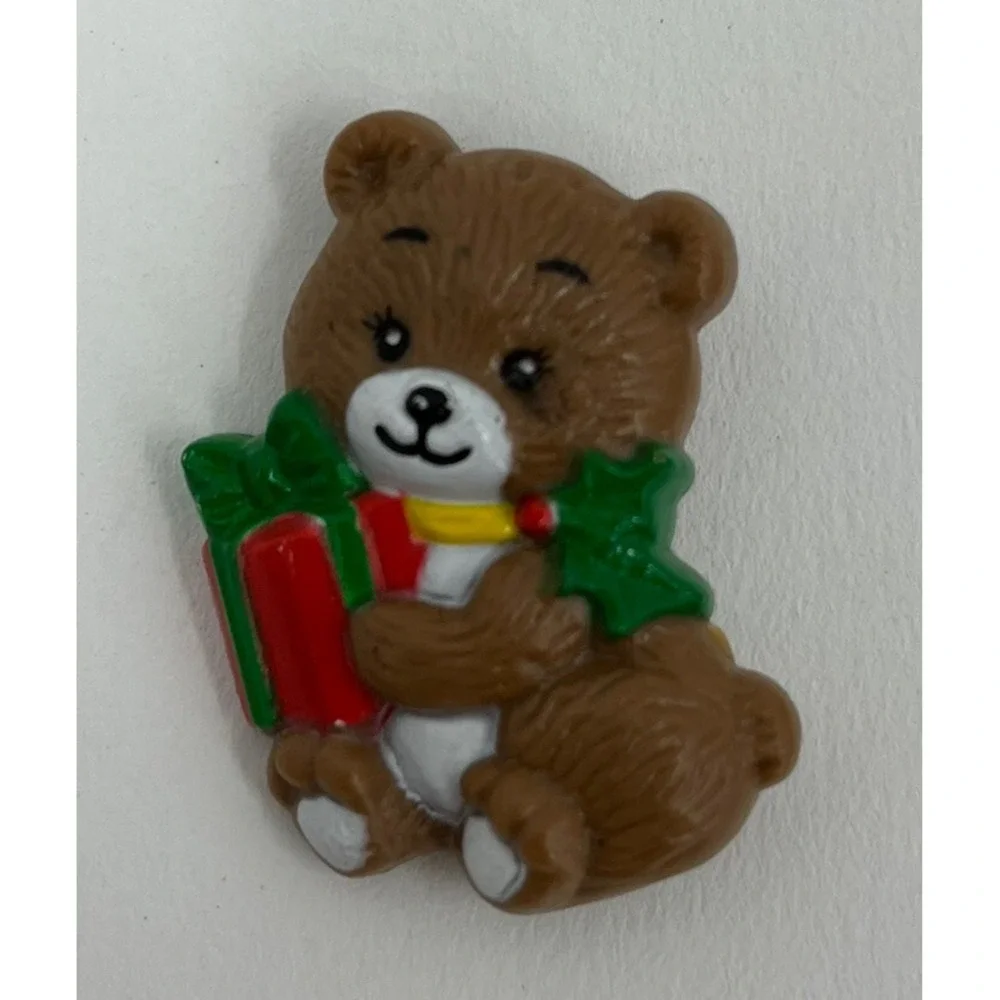 Vintage Russ Christmas Pins Brooches 3 Teddy Bears Holiday Teddies Mint 1980s
